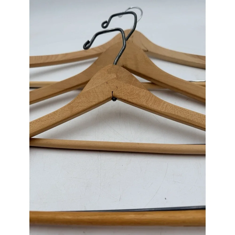 Lot Of 3 Wooden Suit Hangers & Pants Vintage Natural 1950-60s Natural Wood